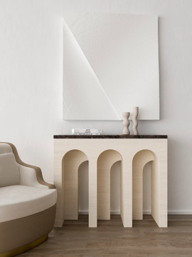 ARCADE - Rectangular oak and marble console table by JOSÉ LEITE DE CASTRO - view 3